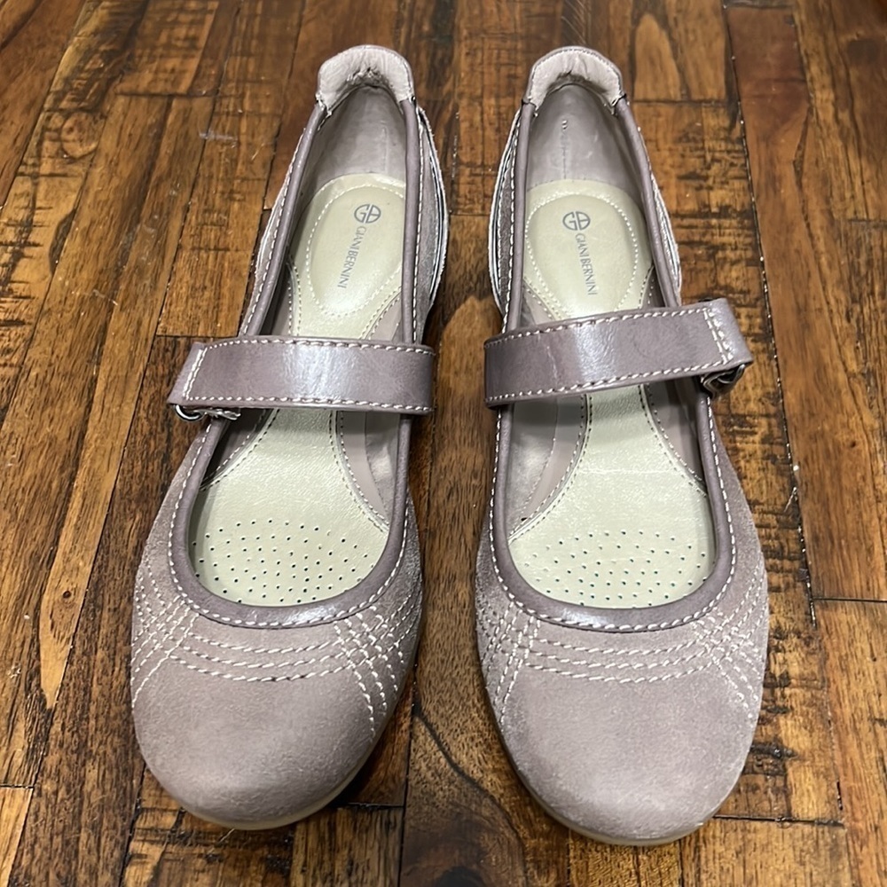 Giani Bernini Caprice Shoes comfort Mary Janes adj straps leather Taupe size 7.5